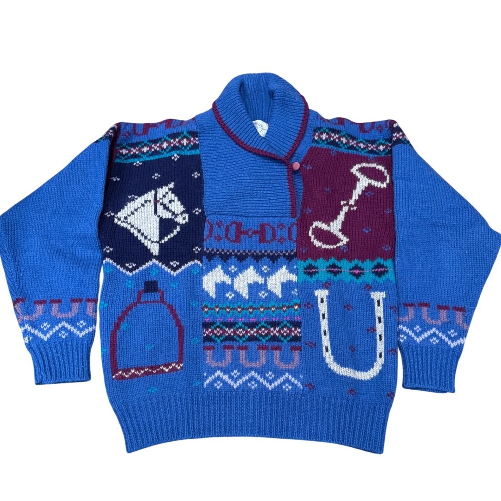 Sportific Miller S‎ Kristin Collection Blue Wool Horse Riding Sweater L